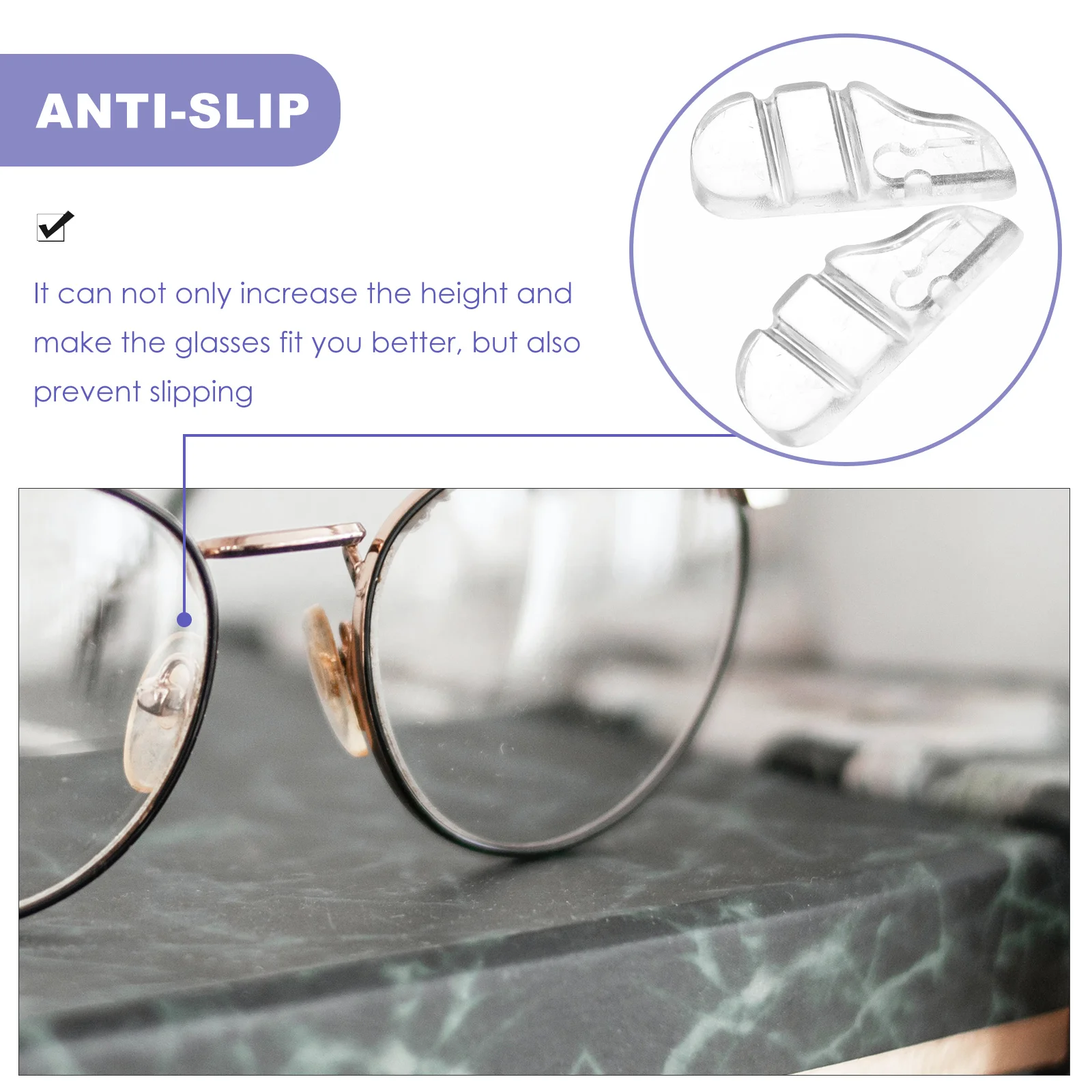 

Nonslip Glasses Nose Pads Reusable Eyeglass Accessories Frame Support Hard Glue Anti Slip Pads for Sunglasses