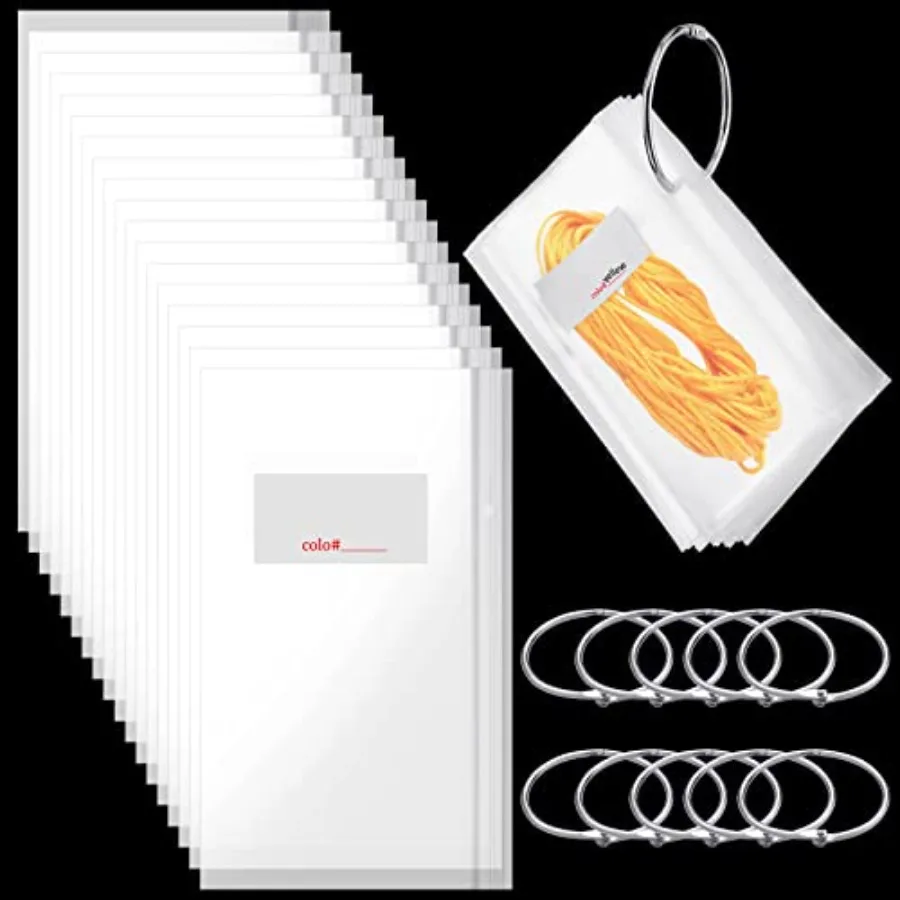 

Floss Organizer Bags with 2 Inch Loose Leaf Binder Ring Clips for Index Cards Embroidery Floss Storage Book Metal Rings for Thr