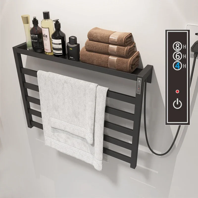 Black/White Thermostatic Electric Towel Rack, Bathroom  Rack Electric, Automatic Heating, Sterilization, Touch Control