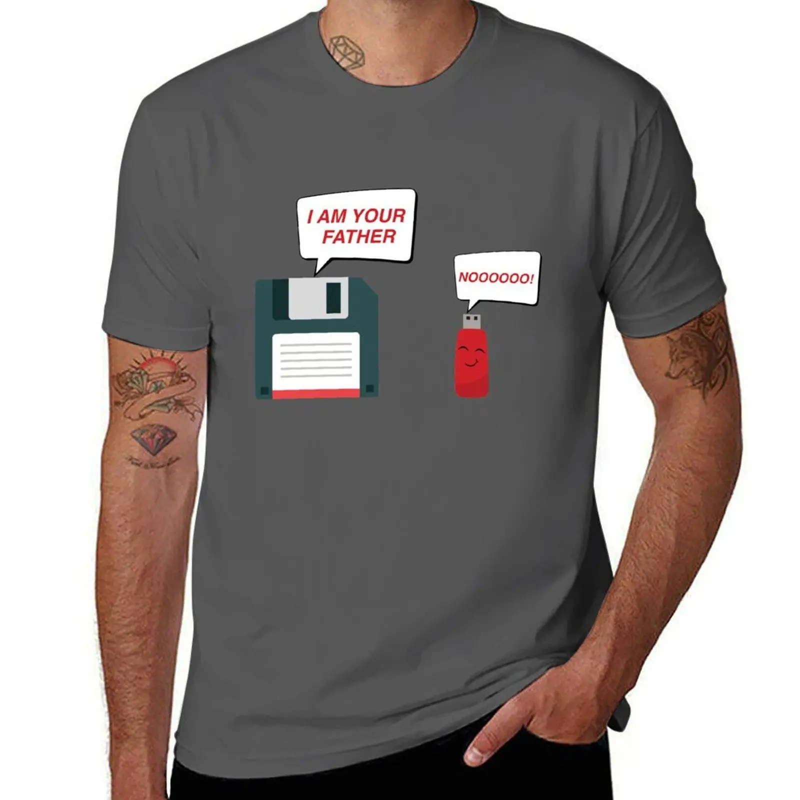 

Funny Floppy Geek Computer Nerd Disk USB T-Shirt Basic Simple Casual Short Sleeve Tee