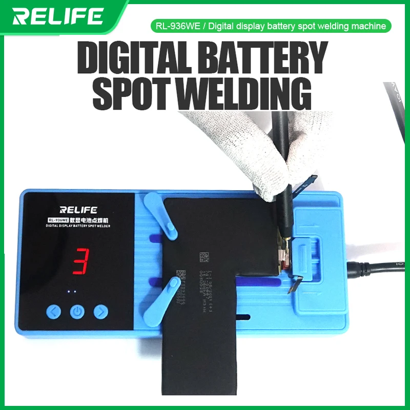 

RELIFE RL-936WE Digital Display Battery Spot Welder Machine Type-C Charging 6-speed Adjustable Nickel Plated 18650 Battery Pack