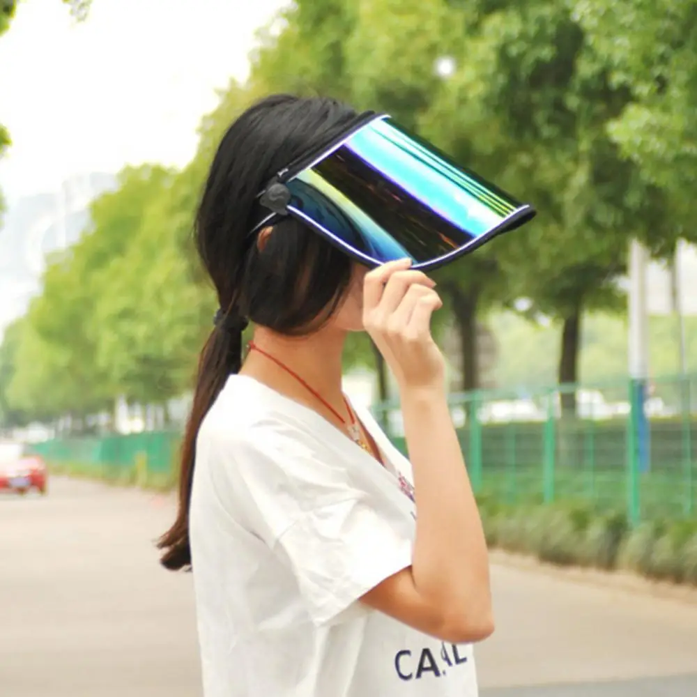 Anti-UV Sun Visor Hat Unisex Iridescent Protective Mirrored For Outdoor Sport Travel