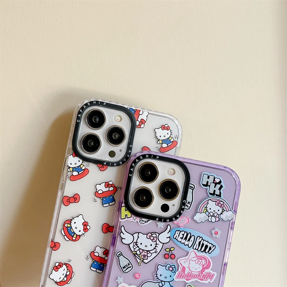 Miniso Cute lovely Hello Kitty for iPhone 15 16 promax 14 13 12 11 pro max Phone Cases Clear Soft Couple Cover