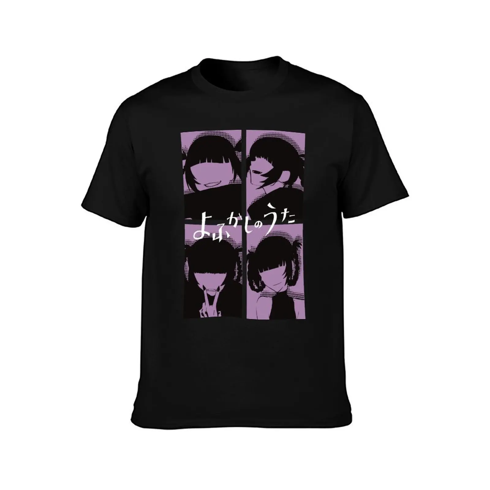 Call of the Night Anime Characters Nazuna Nanakusa Face without Eyes in Cool 4 Panels Pop Art Style with Yofukashi no Ut T-Shirt