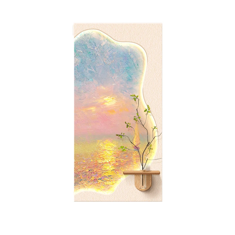 Decoration Sandstone Painting Waves Home Decoration Modern Entrance LED Living Room Bedroom Sofa Corridor Wall Lamp Painting