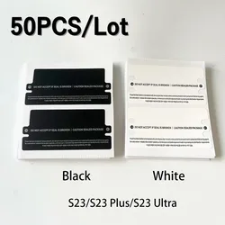 50 Pairs Phone Box Packaging Sealing Film Stickers for Samsung Galaxy S25 S24 S23 Ultra Wrap Plastic Seal Factory Label Stickers
