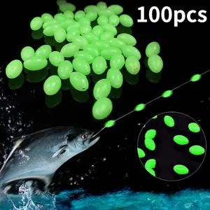100  lot Oval Night Luminous Fishing Beads Glowing Sea Fishing Lure Bait Floating Beads Fishing Tackles Tool for Rig 4 5 6 8mm