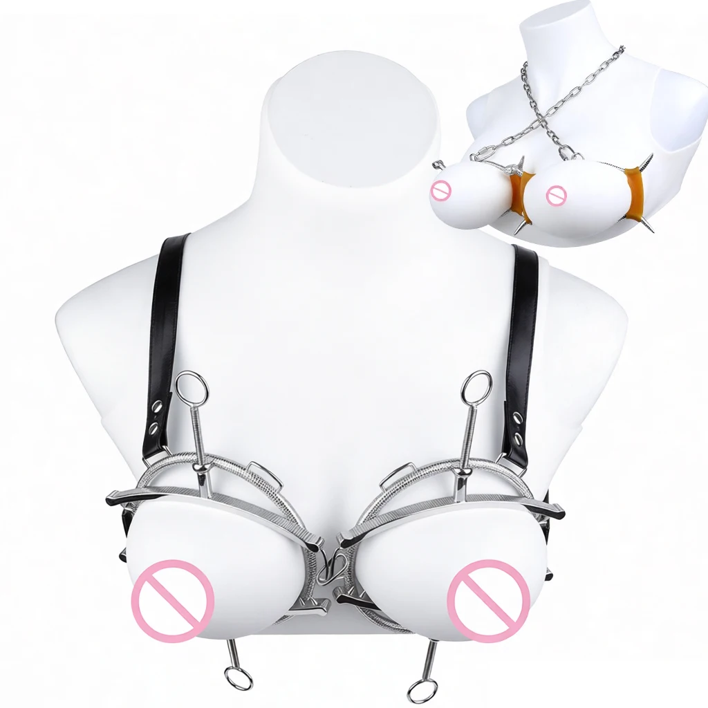 QKKQ Wearable Breast Bondage Chest Clamp Bust Compress Metal Bra Nipple Teating Sex Toys For Women Masturbation Adult Bdsm Gear