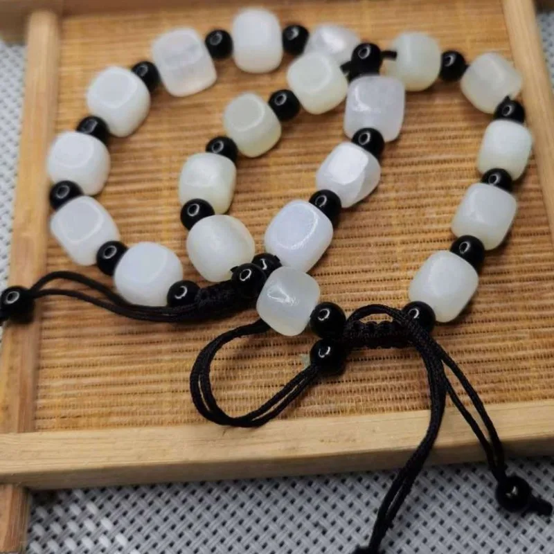 White Jade Bracelet Bracelet Male and Female Couple Buddha Bead Bracelet