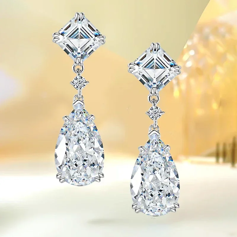 

Fashionable 925 sterling silver niche design earrings set with high carbon diamonds to create diversified wedding jewelry