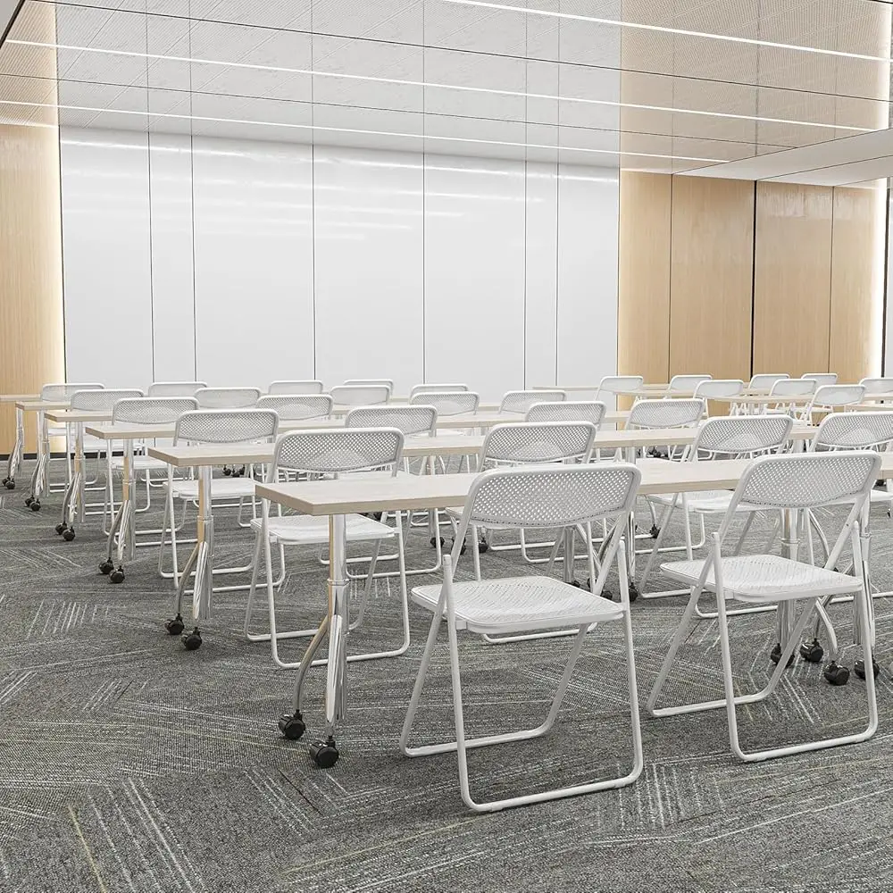 Folding Chair Modern Iron Frame Accent With Woven Texture Panel, Space-Saving Design For Party Wedding Event Office Commercial