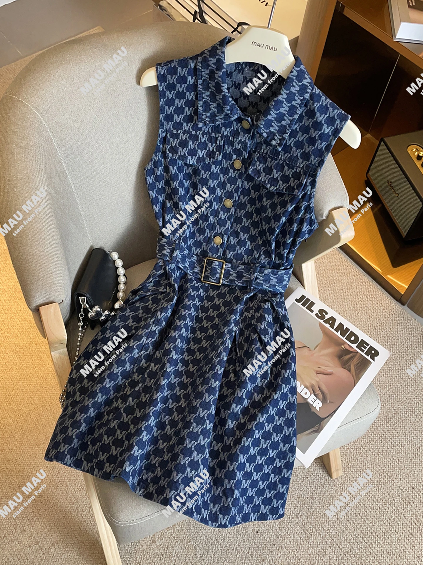 เสื้อกั๊กเอวสูง Dr. Floral Embroidery Retro Sle ผู้หญิงฤดูใบไม้ผลิฤดูใบไม้ร่วง High Oil Ele Faion Belted Dr