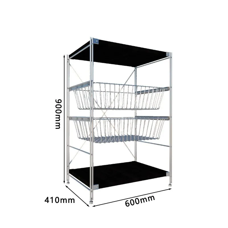 

Black simple stainless steel bookshelf shelf, floor rack, kitchen multi-layer storage rack, living room