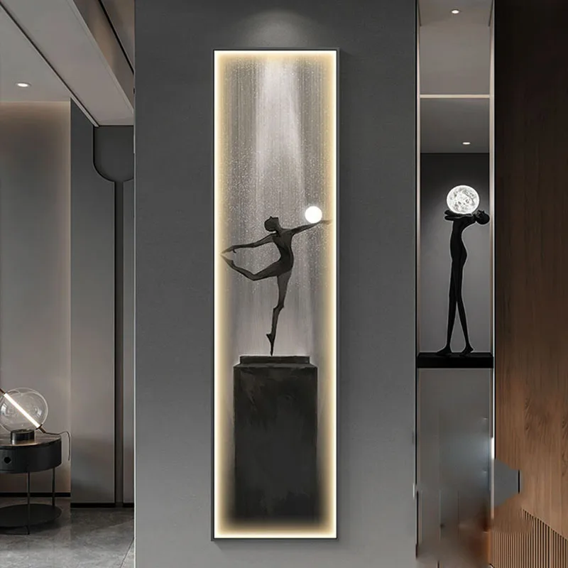 Imagem -06 - Arte Minimalista Moderna Pintura Decorativa Figura Pendurada Sentido High-end Luz Led Esbelta Lâmpada de Parede E27