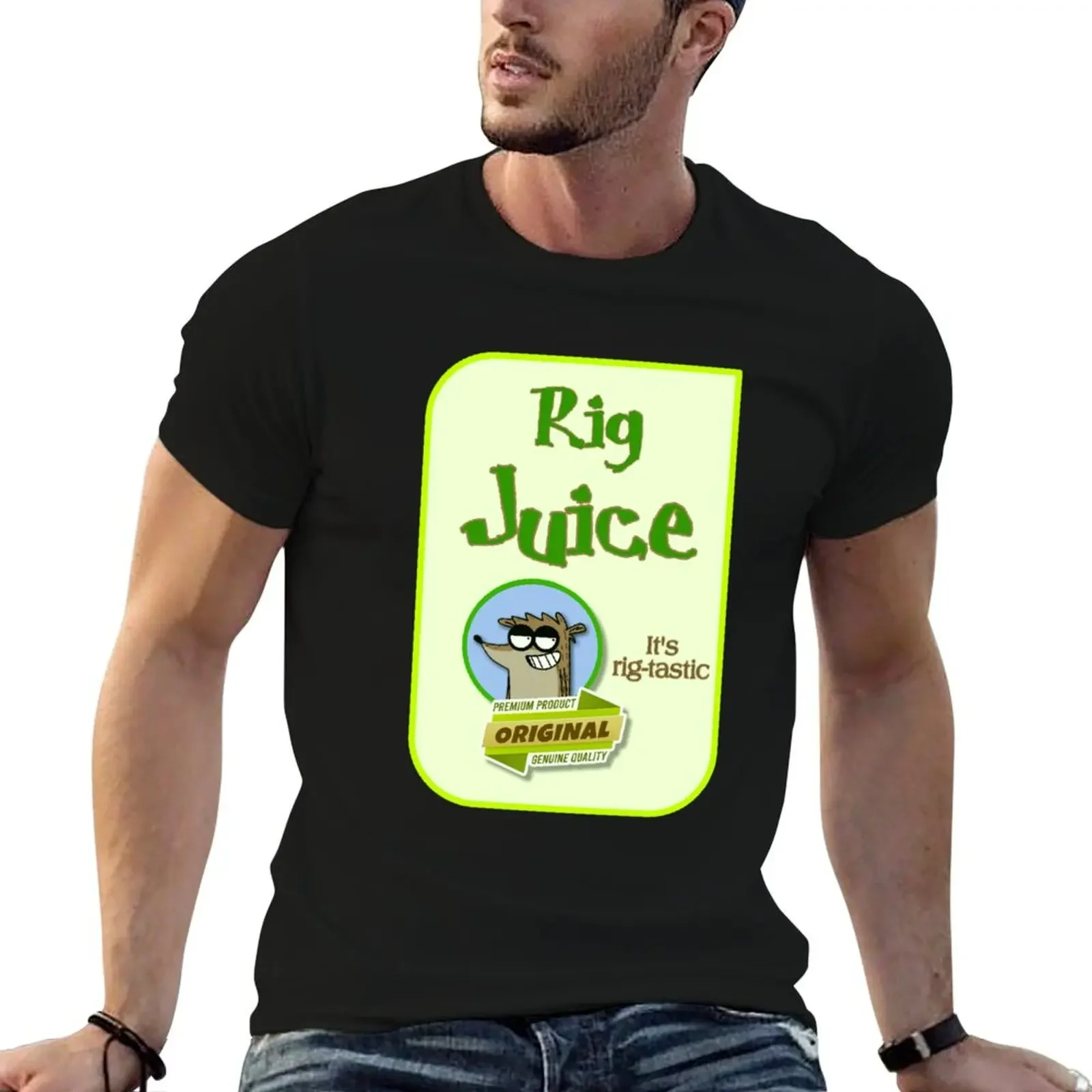 Rig Juice Brand Label Funny Rigby Creation T-Shirt quick-drying plain vintage anime shirt plus size men clothing