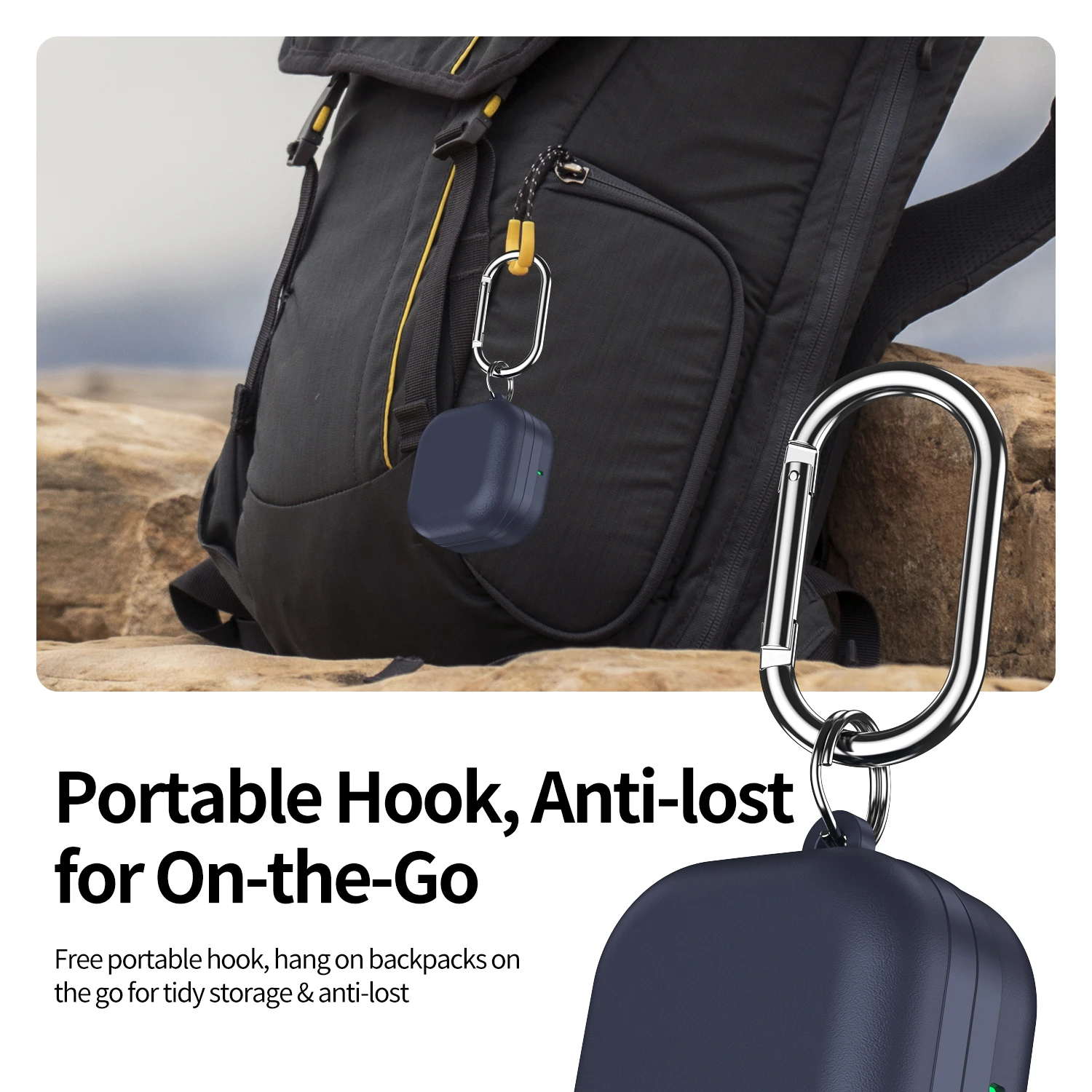 

Cover For Samsung Galaxy Buds 4/4 Pro , TPU+PC Protective Cover Shockproof Protection Supports Wireless Charging , with Hook