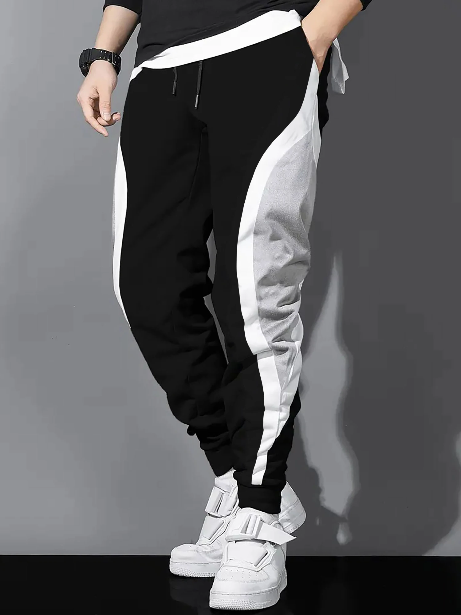 

Mens Sweatpants Straight Fit Joggers for Sports and Streetwear Loose Oversized Drawstring Long Pants Men Multi-Pocket Pants