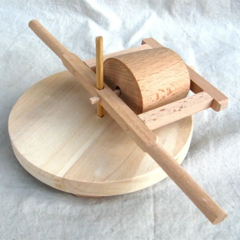 محاكاة مطحنة الحجر الحرف اليدوية طحن أقراص ديكورات المنزل لعبة خشبية تمثال اليدوية نموذج أداة مزرعة مصغرة #2