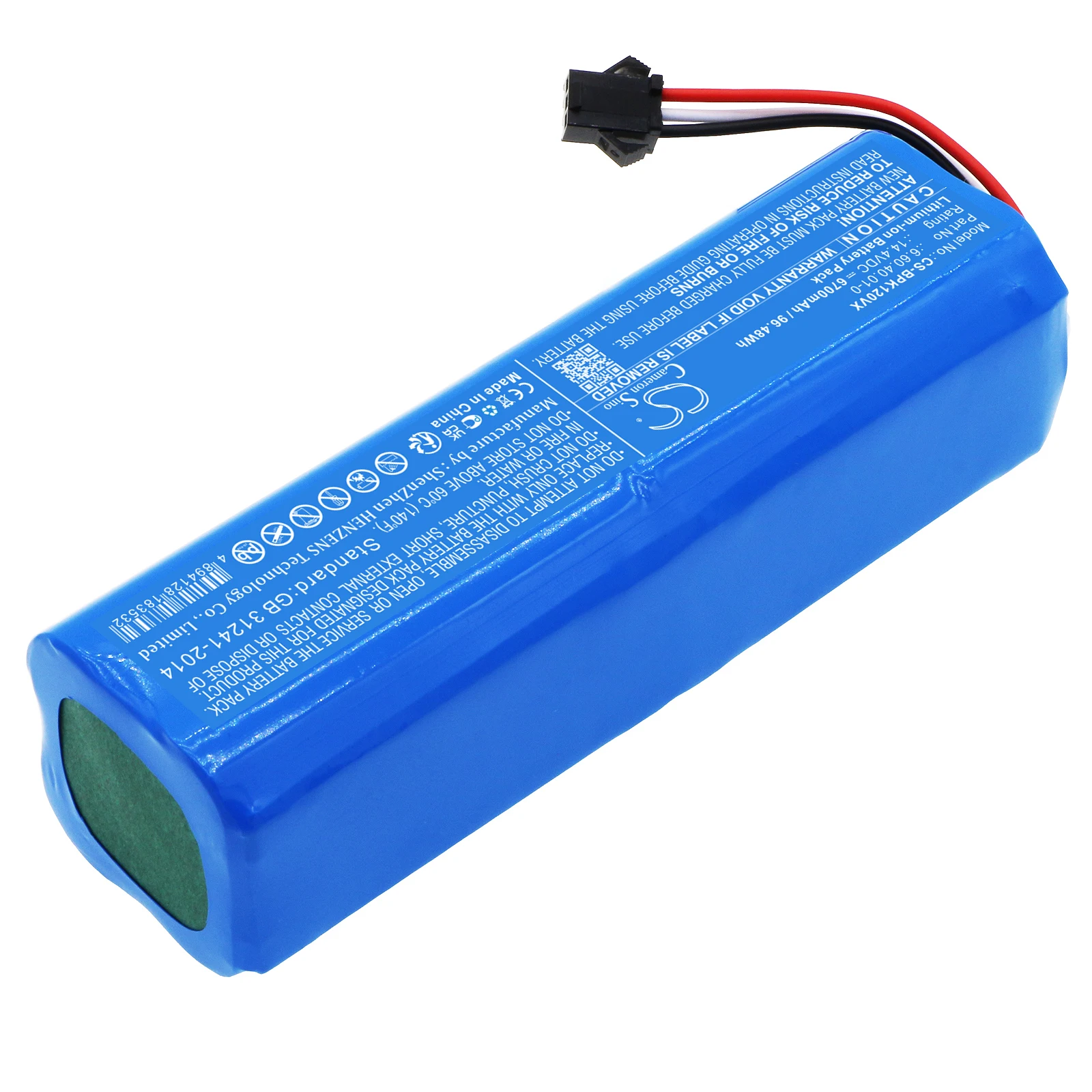 14.4V 6700mAh Vacuum Cleaner Battery for Blaupunkt XTREME BPK-VCBB1XTE BPK-VCBB1XTEIC BPK-VCBB1XTEN, For Honiture Q6 Q6 Pro