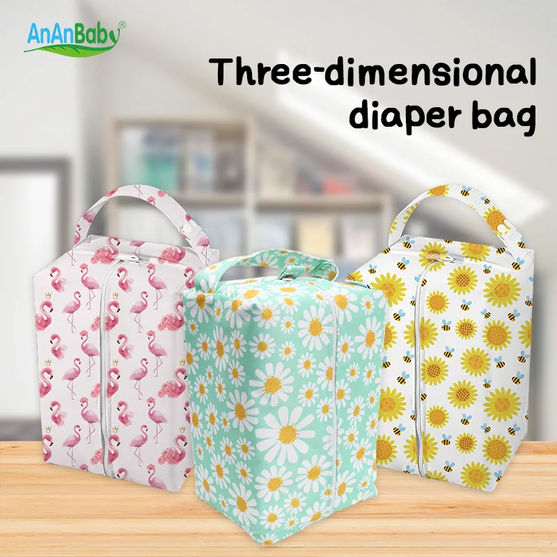 Ananbaby Waterproof Mummy Storage Travel Bag  Fashion Large Capacity Diaper Pods Reusable Diaper Wet Bags