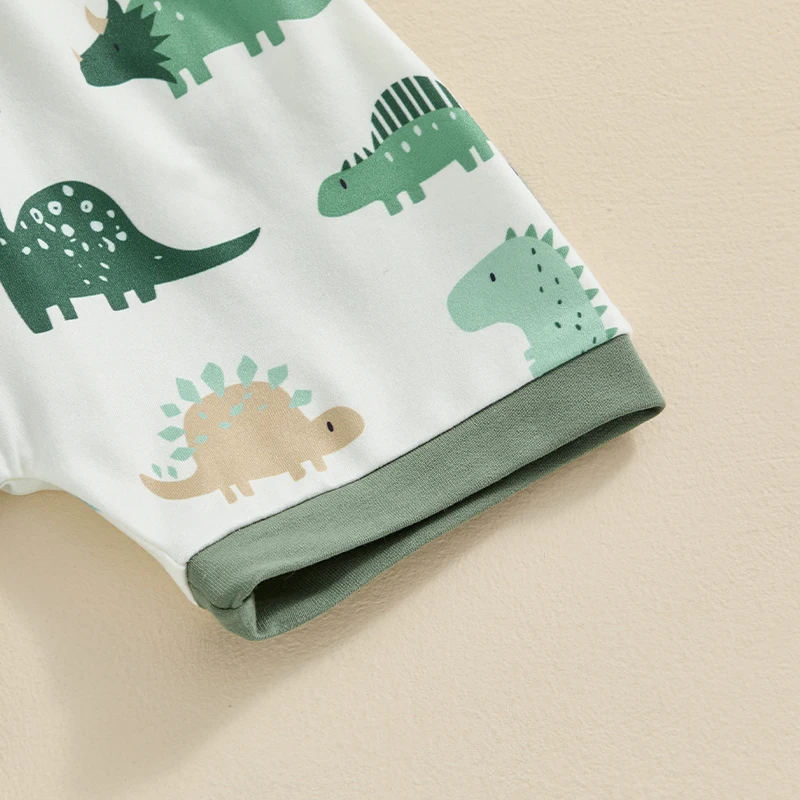 Toddler Infant Baby Clothing Boys Summer Clothes Short Sleeve Dinosaur Print Tops  Drawstring Shorts Sets 0-3Y