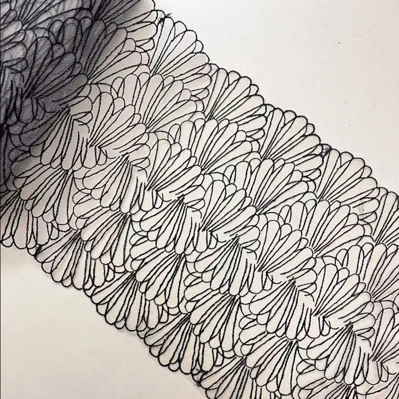 

20Yds Elegent Mesh Embroidered Lace Trim Fancy Pattern Tulle Embroidery Lace Polyester Lace Fabric for Dress Party