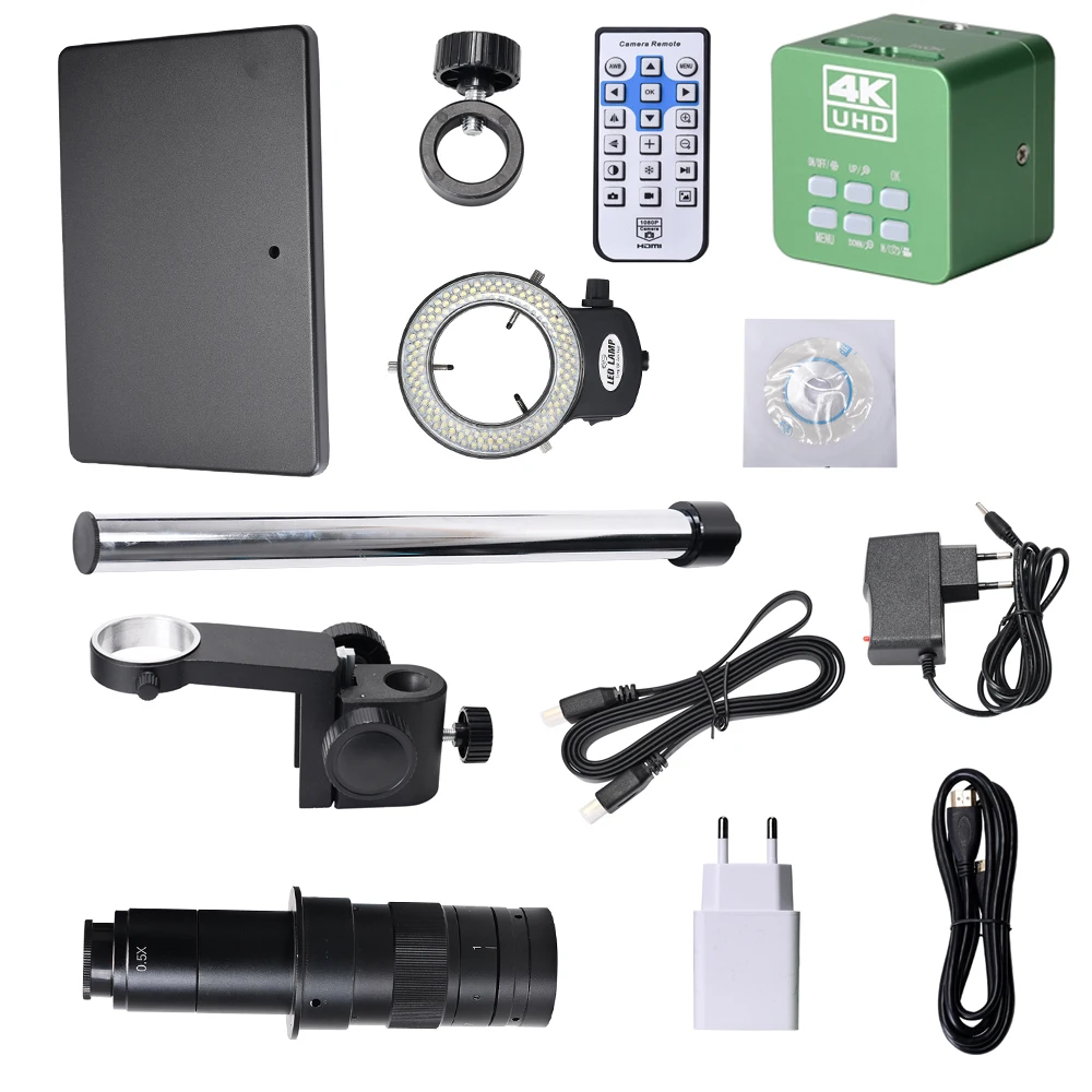 4K USB HD-MI Camera Continuous Zoom 180X C-Mount Digital Microscope For Mobile Repair Electronics Soldering Tools