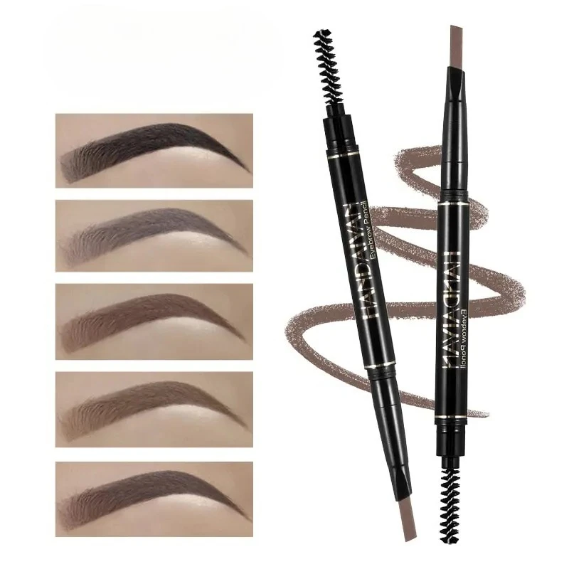 1Pcs Eyebrow Pencils Automatic Rotating Double Heads Long Lasting Natural Waterproof 5 Colors Triangle Eyebrow Pen Make Up Brown