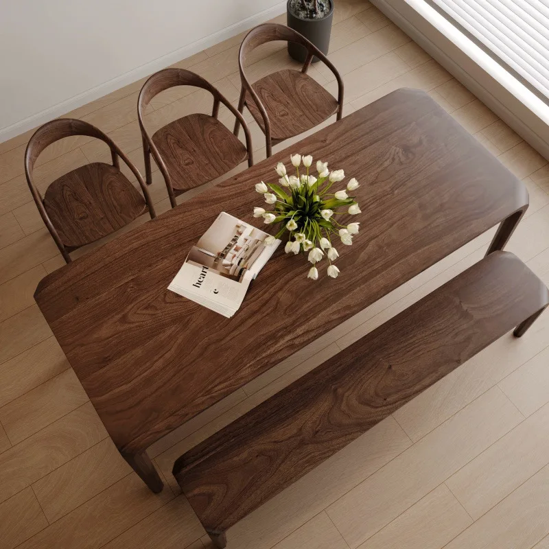 Tavolo da pranzo in puro legno massello rettangolare in legno massello leggero tenone e mortasa di lusso moderno tavolo da tè per uso domestico tavolo da pranzo log