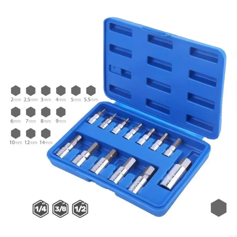 13pcs métrique 2-14 mm Précisions HEXAGON MADUCHINE ALLEN HEXAGON BIT M4YD