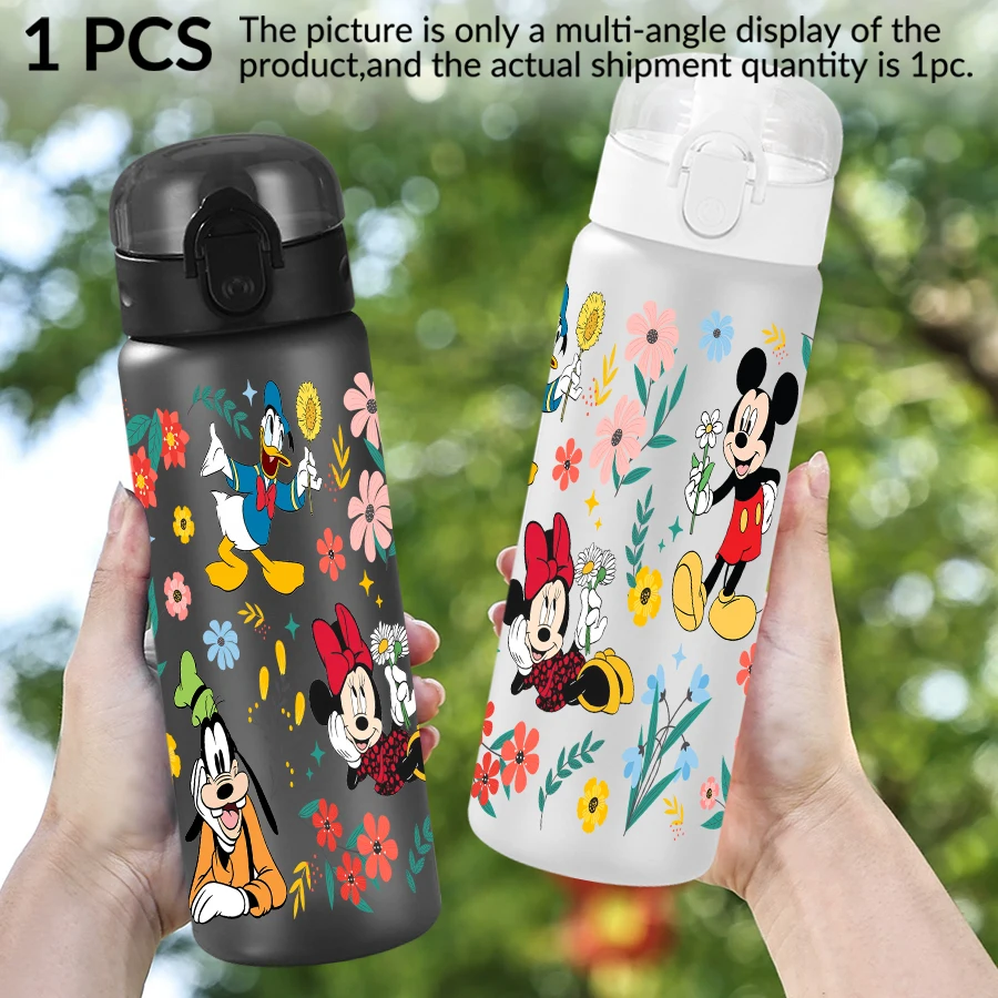 1 ชิ้น ดิสนีย์ มิกกี้ ลายดอกไม้ 26 ออนซ์ขวดน้ำพลาสติกกีฬากลางแจ้งถ้วยน้ำวันเกิด/ของขวัญกลับบ้าน