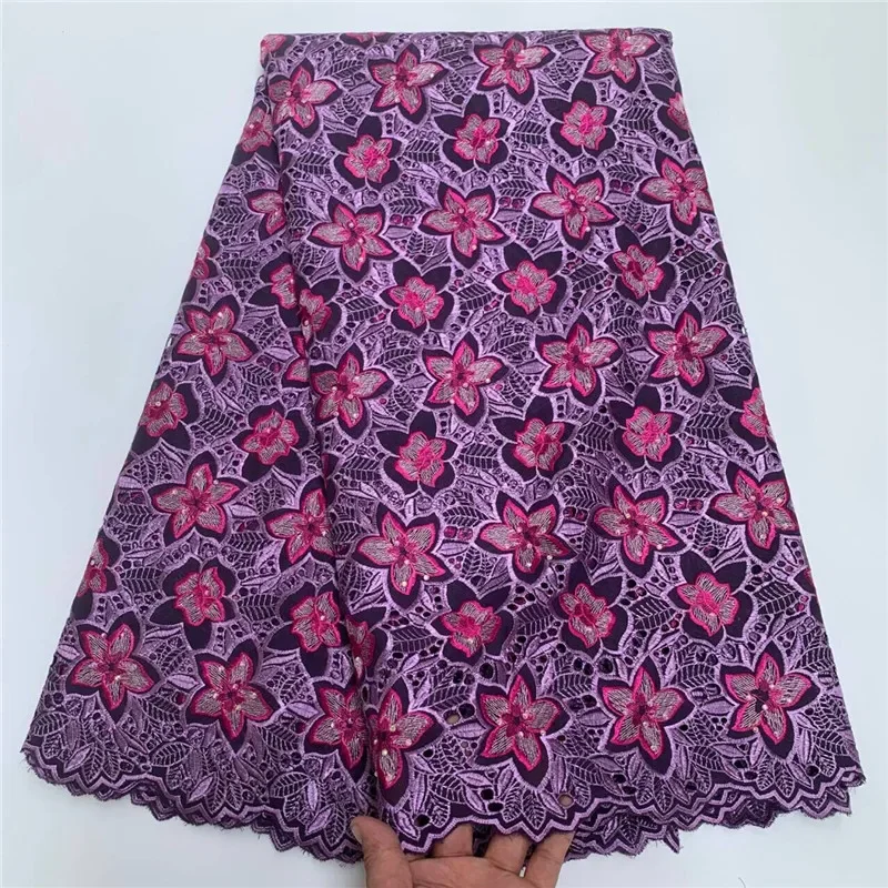 

5 yard high-quality Swiss lace fabric Dry lace embroidery African 100% cotton fabrics Swiss voile lace Dubai style PSJFL592801