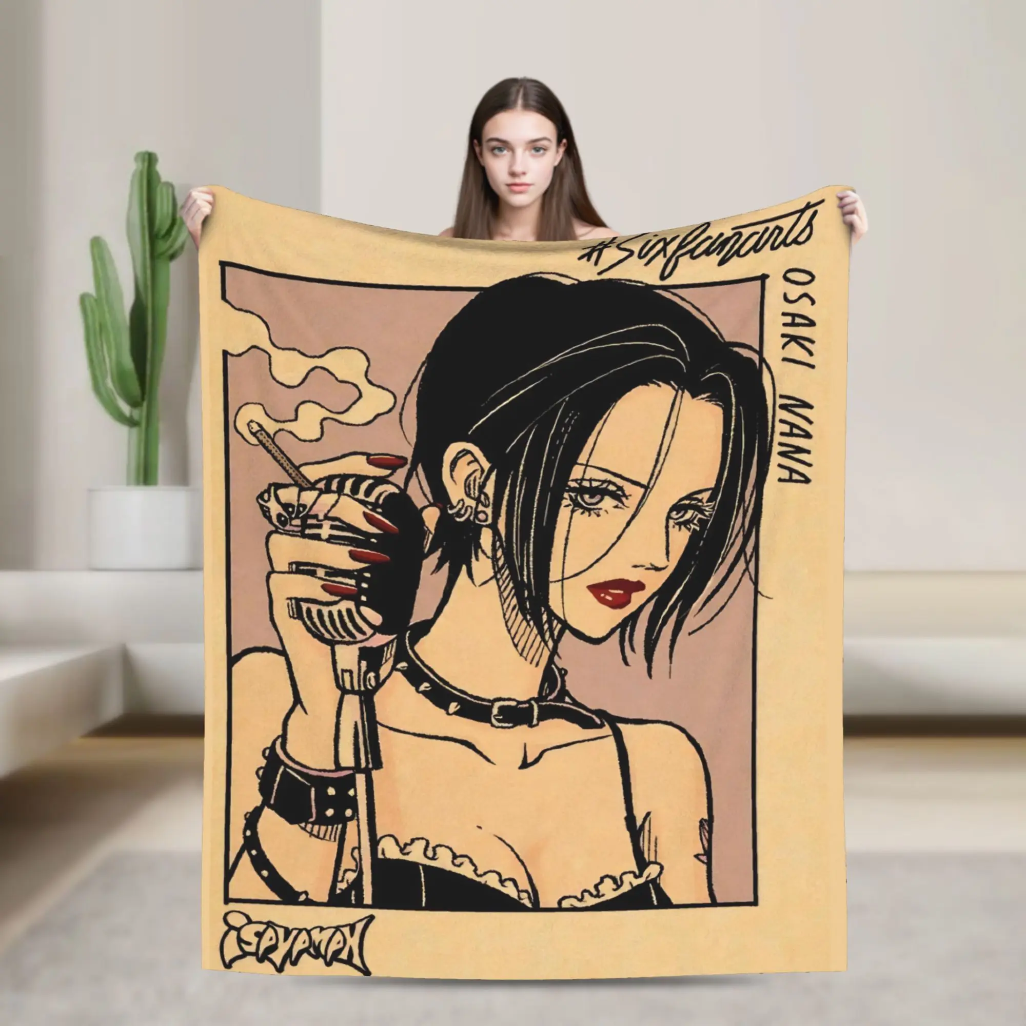 

Warm Blanket Travel Nana Osaki Manga Panel collage Throw Blanket Flannel Bedspread For Couch Chair Fluffy Sofa Bed Cover