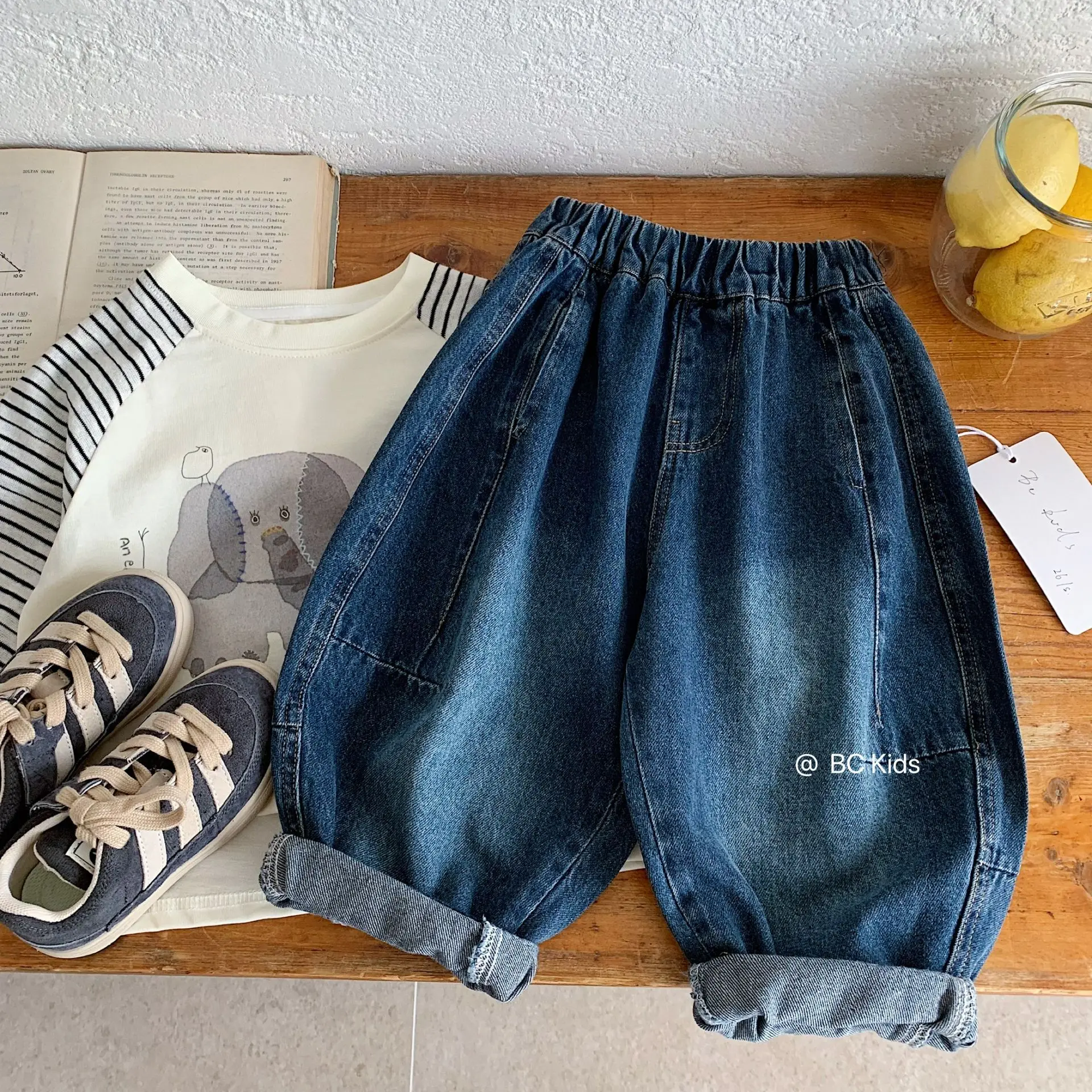 

UNIITM Kids Baby Boys Jeans 2026 Spring Loose Toddler Boys Demin Pant Versatile Elastic Waist Newborn Boys Loose Trouser