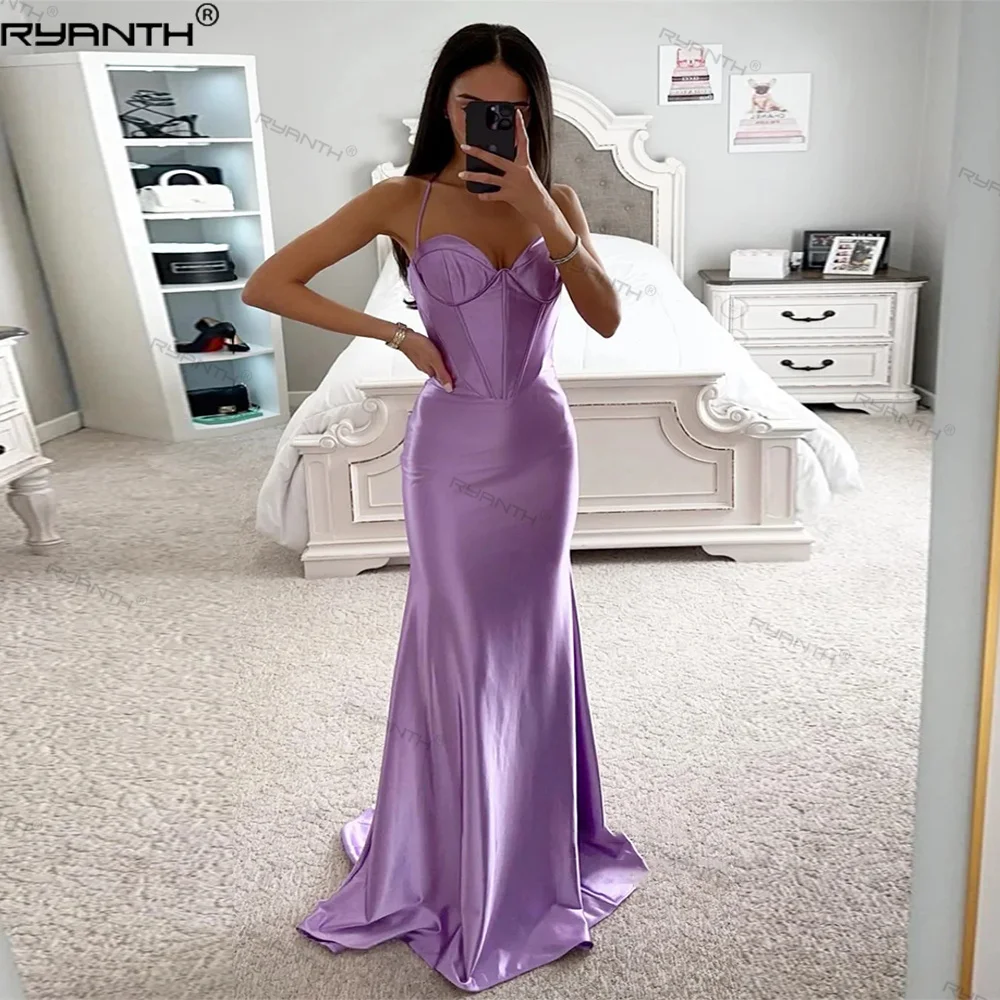 

Ryanth Mermaid Prom Dress Celebrity Banquet Dress Trumpet Strapless Evening Dress Spaghetti Straps Maxi Vestidos De Festa