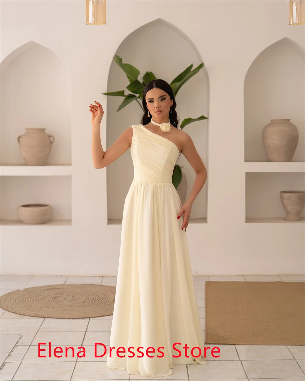 

Customized Exquisite White Jersey Homecoming Dress Temperament One Shoulder Ruched Zipper Back Customized Vestido De Festa