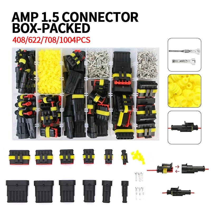 

1004PCS DJ2 automobile waterproof connector 1-16 hole with harness male and female HID plug socket LED spotlight connector