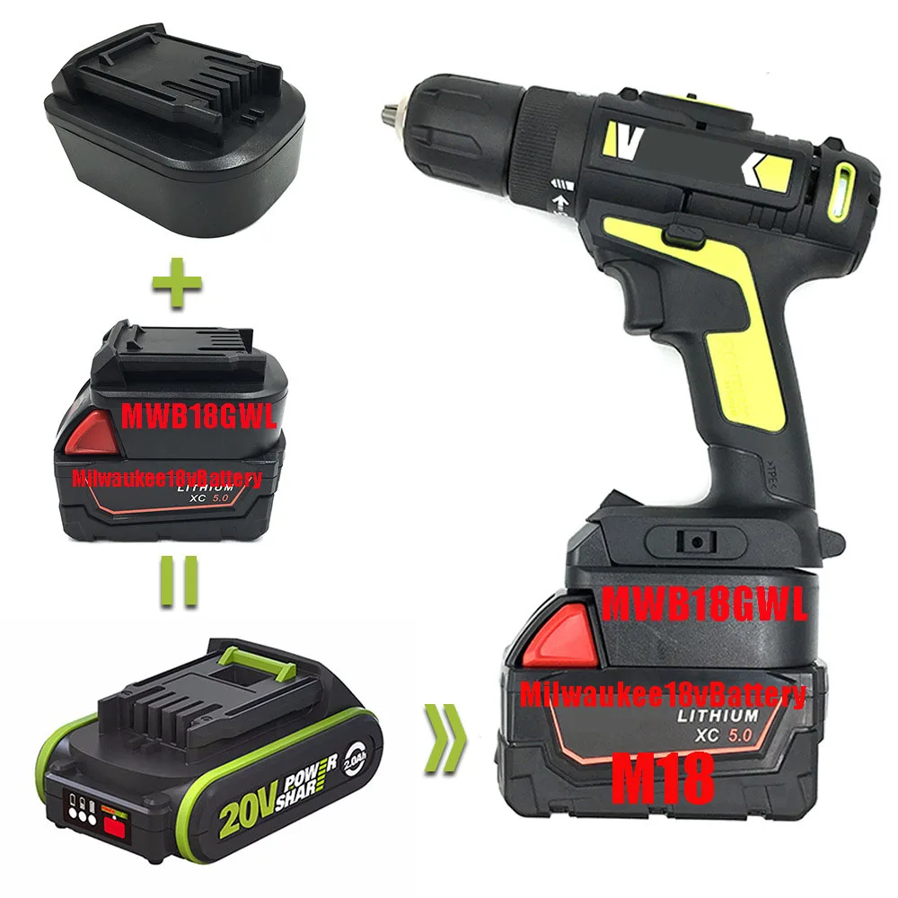 Adapter mtb18gwl dwb20gwl mwb18gwl dvb20gwl voor makita voor dewalt voor milwaukee voor devon li-ion batterij voor worx groene 20v tool