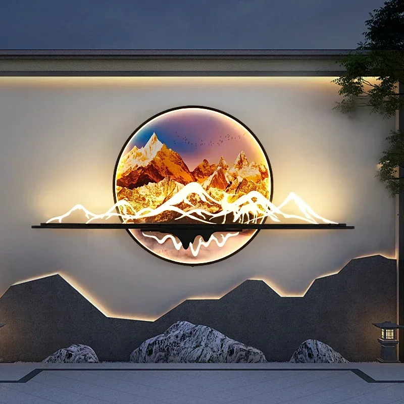 DORIAN-Lámpara Mural LED para exteriores, paisaje Circular creativo, Mural impermeable para exteriores, Villa, patio, decoración de jardín, pintura