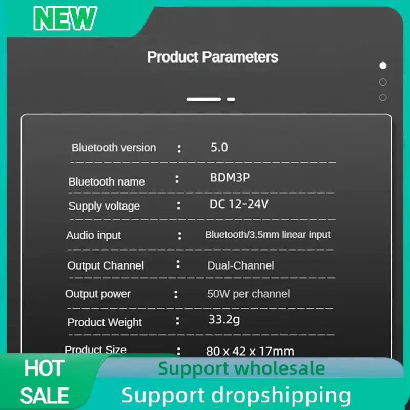 

Solid TPA3116 DSP Bluetooth 5.0 Stereo Power Amplifier 2X50W 3.5Mm Input Supports DSP Tuning DC12V-24V Durable Easy To Use
