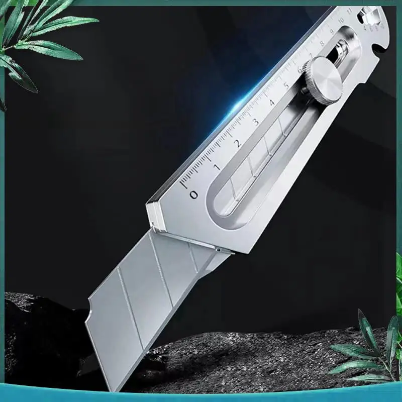 (NEW) 6 In 1 Multifunction Stainless Steel Utility Knife Tail Break Design/Ruler/Bottle Opener Retractable Box Cutter