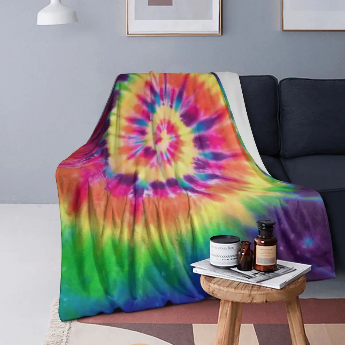 

Tie Dye Blankets Soft Warm Flannel Throw Blanket Bedspread for Bed Living room Picnic Travel Home Sofa