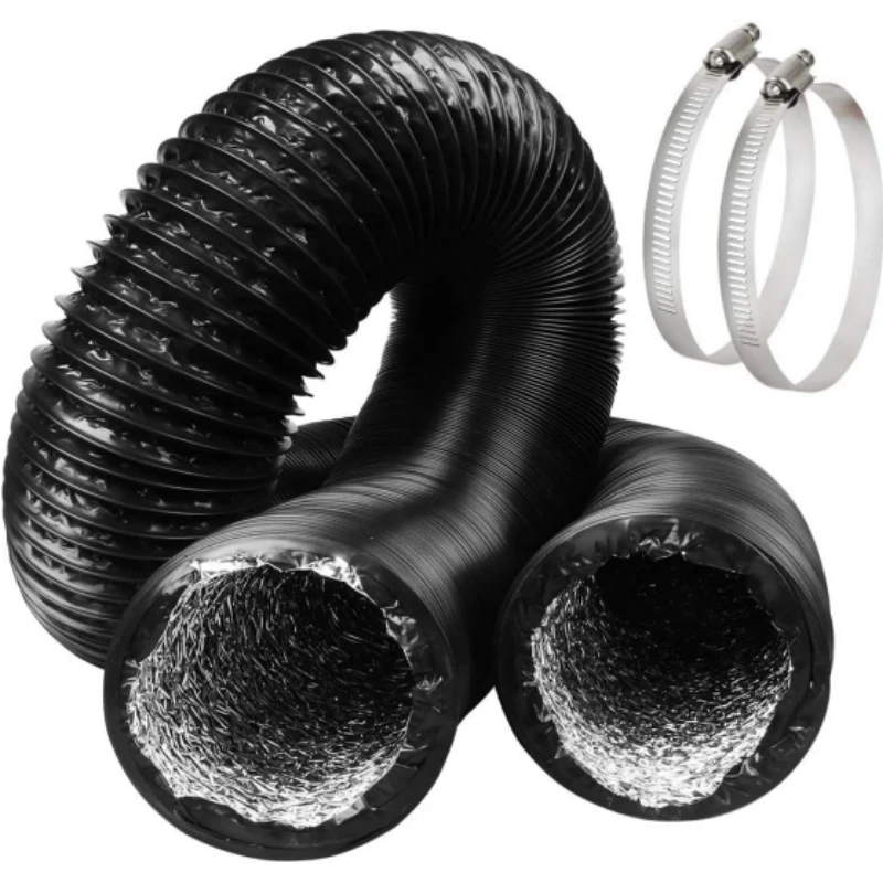 4 Inch 6 Inch Flexible Aluminum Duct Hose Heavy Duty Insulated Dryer Vent Hose Exhaust Pipe HVAC Ventilation Tube with Clamps