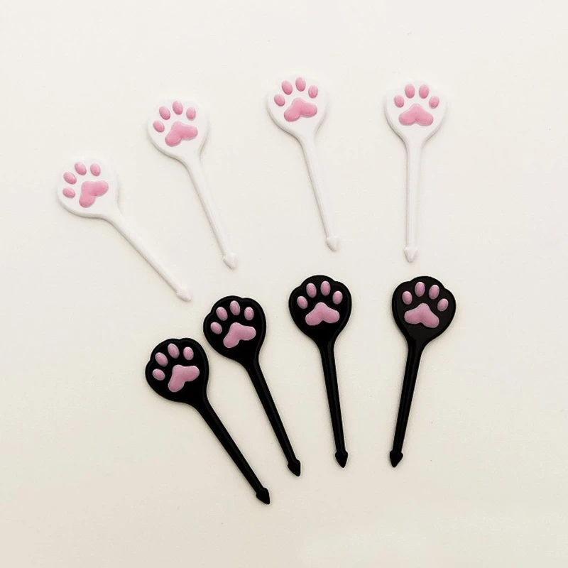 8pcs/Set Fruit Fork Toothpick Cat Paw Decorative Lunch Box Bento Small Salad Tiny Fork Mini Cake Picks CUTE Kitty Claw