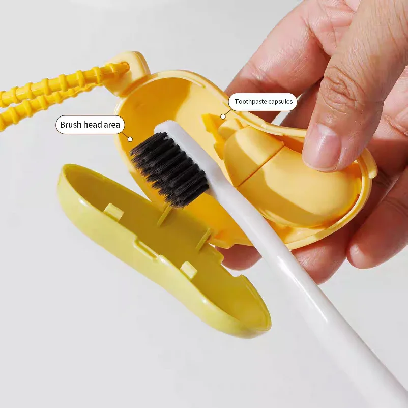 Banana toothbrush protective cap with toothpaste storage box - compact and convenient - essential toothbrush cover for travel