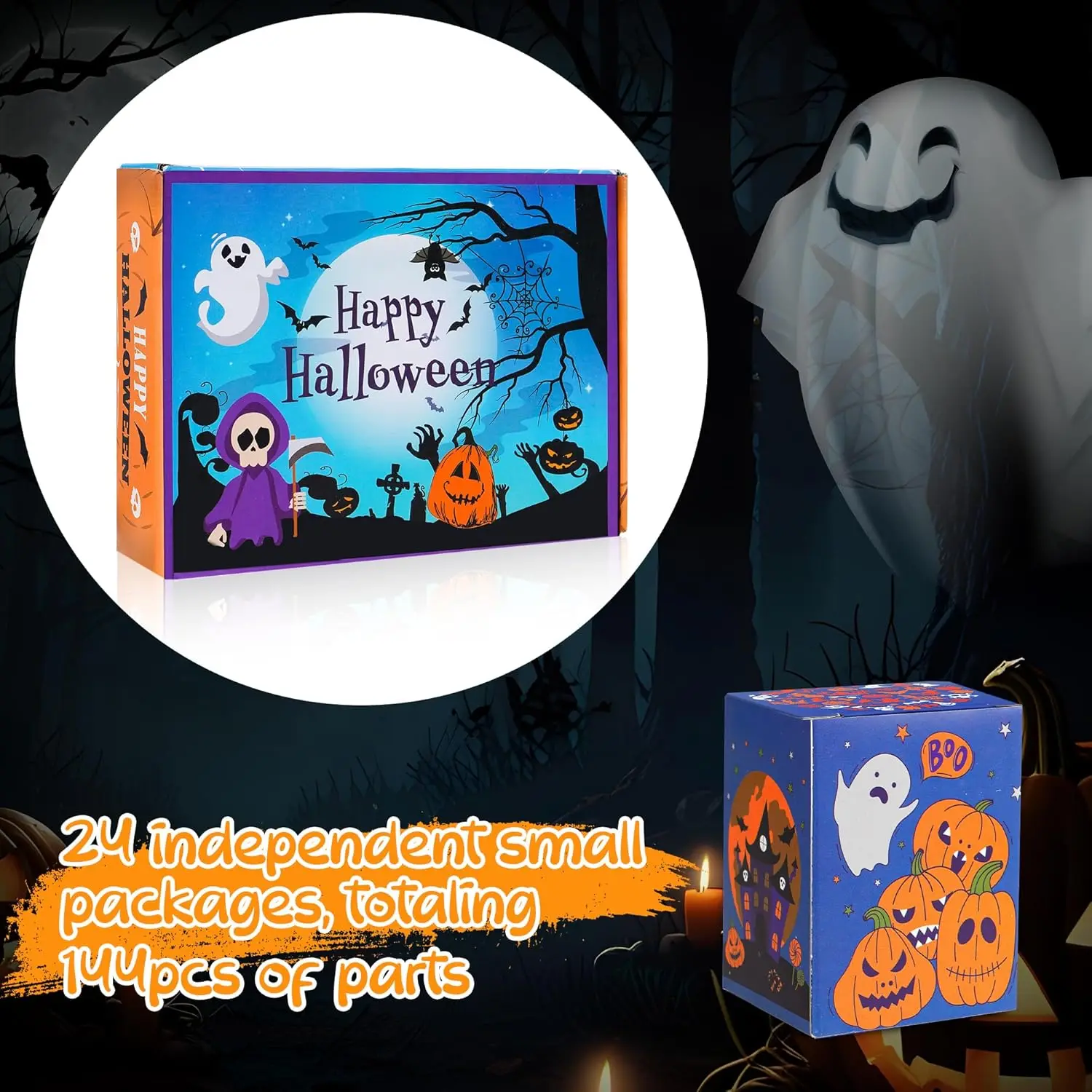 Halloween Puzzel Ghost Pompoen Heks Papier Diy Puzzel Bureaublad Puzzel Speelgoed 24 Stuks/1Set