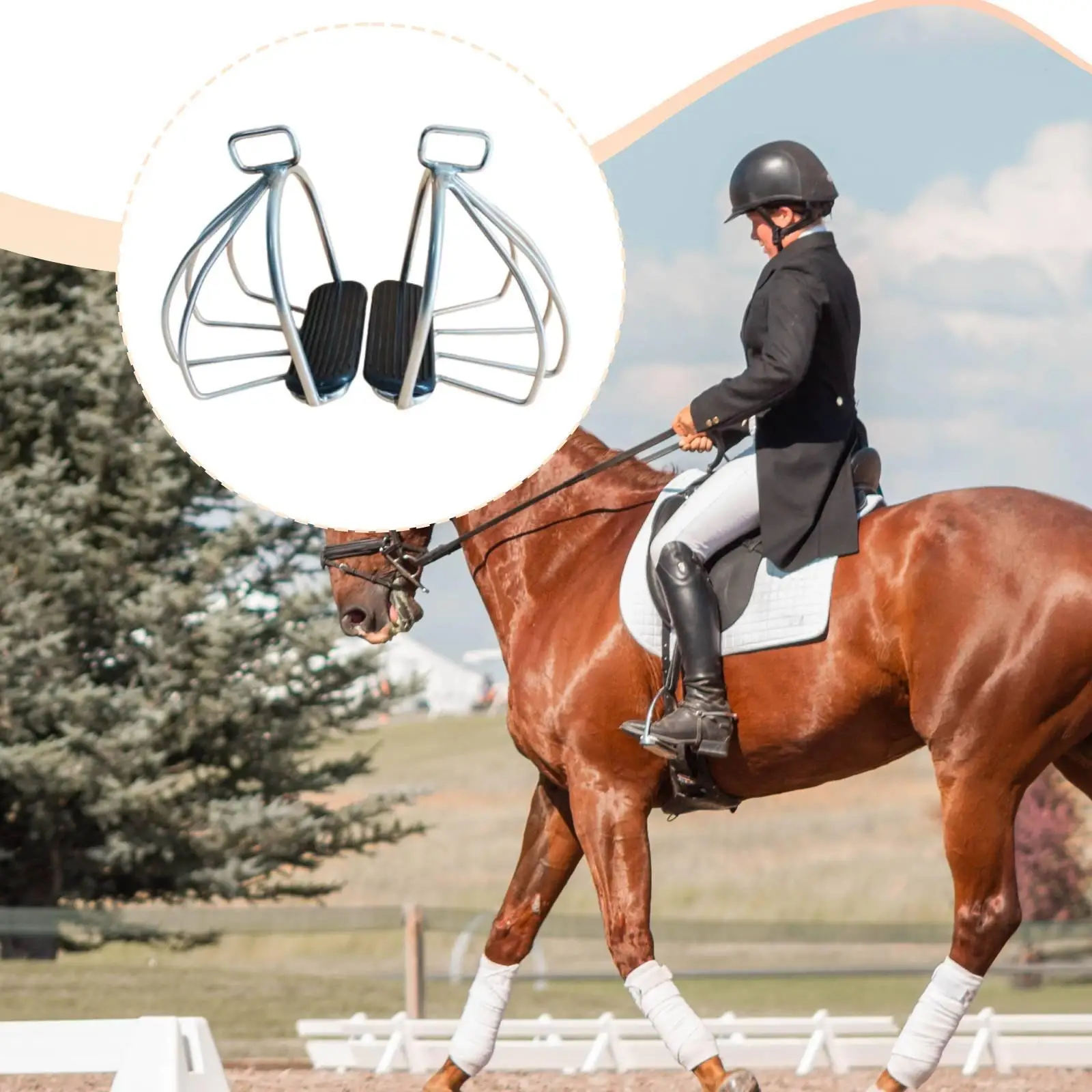 Horse Gear Stirrup Lightweight Stainless Anti Slip Foot Support for Adult Riders Equestrian Activities
