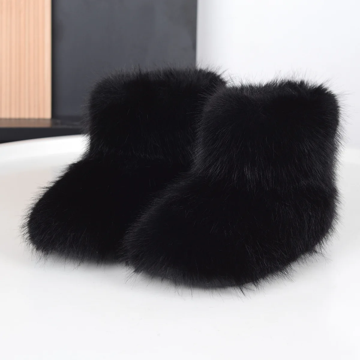 الشتاء أحذية أطفال جديدة فو الفراء طفل فتاة الأحذية أزياء ملونة الفراء الأطفال الكاحل الثلوج الأحذية الدافئة الفتيات عيد الميلاد #5