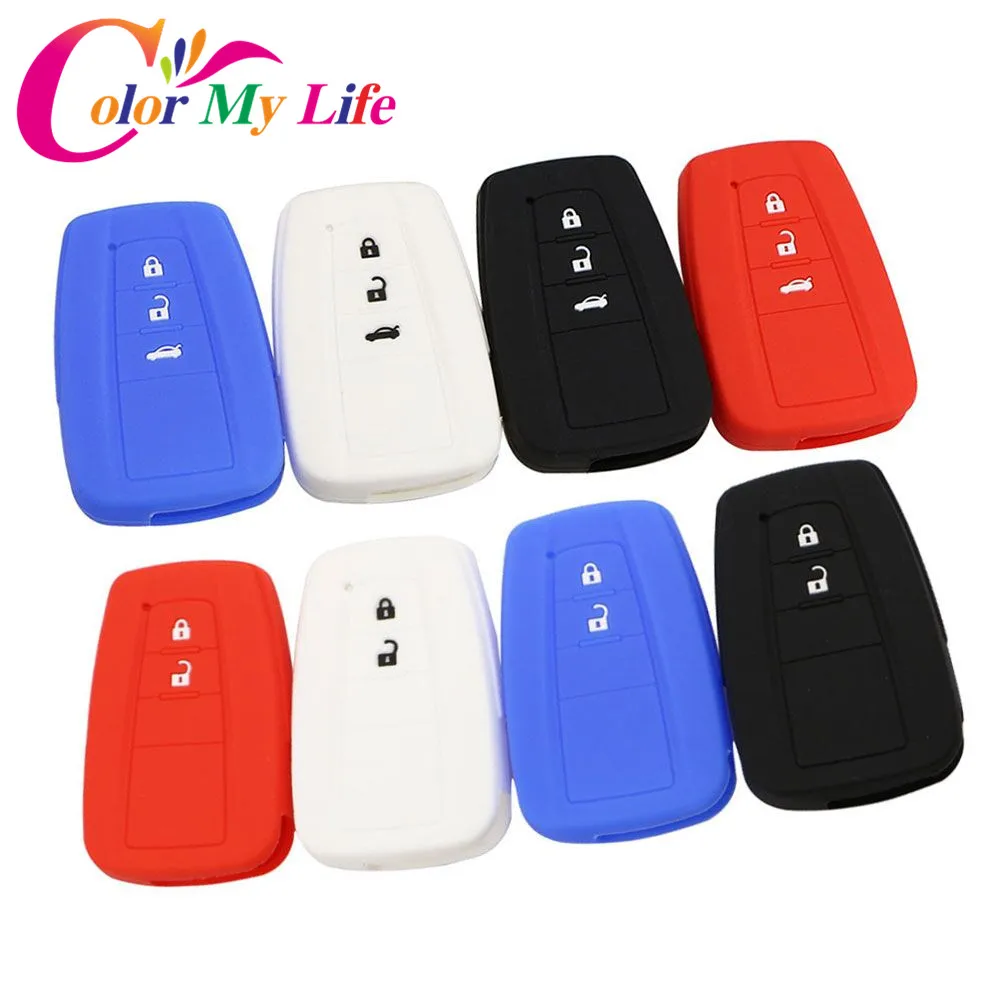 Silicone Car Key Fob Cover Case for Toyota CHR C-HR Camry Prius Prado 2016 - 2021 2 3 Buttons Remote Keyless