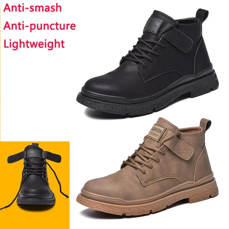 Anti Smashing And Anti Stab Safety Shoes Rubber Soled Work Shoes High Profile Steel Toed Zapatos De Seguridad Hombre